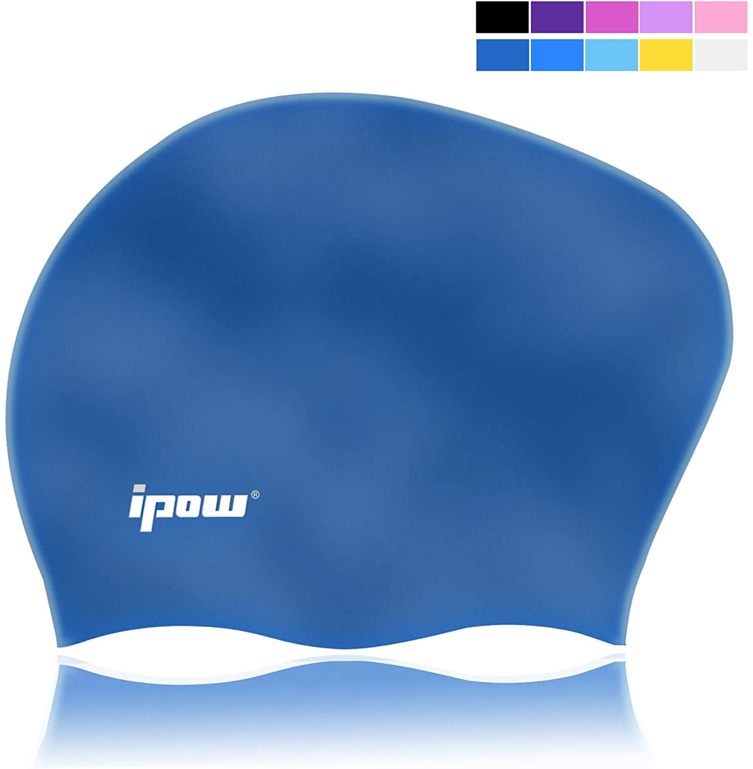 ipow Waterproof Silicone Haircare Swimming Cap Swim Hat Soft Bathing Hat Eco-friendly Highly Elastic /& Large Stretch