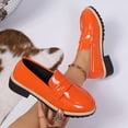 thumbnail image 2 of Orange Women'S Loafers Fashion Chunky Heel Casual Comfortable Solid Color Retro Shoes With 1.6 Inch Heel, 2 of 9