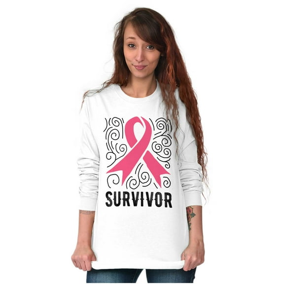 Survivor Breast Cancer Pink Ribbon Women's Long Sleeve T Shirt Brisco Brands S