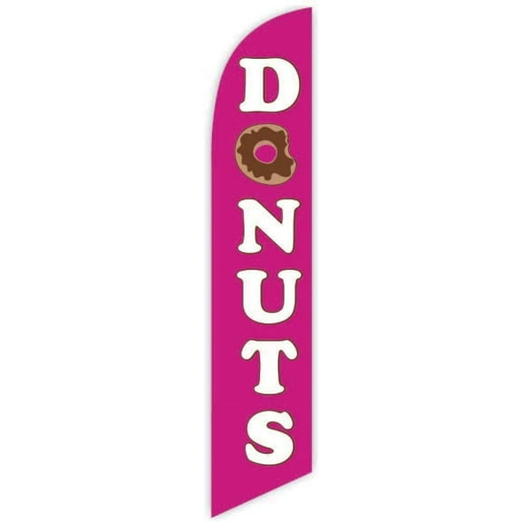 Cobb Promo Donuts Light Magenta Advertising Feather Flag 12ft - Replacement Flag Only Without Poleset