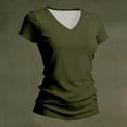 thumbnail image 5 of Women's Classic Fit T Shirts Short Sleeve V Neck Casual Tee Shirt Summer Tops Army Green M, 5 of 5