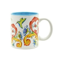 Oktoberfest Haus Multicolor Ceramic Rosemaling & Hummingbird Coffee Mug 12 oz