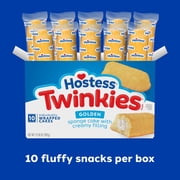 Hostess Twinkies Snack Cakes, Golden Vanilla Sponge Cake with Creme Filling, 10 Count, 13.58 oz Box