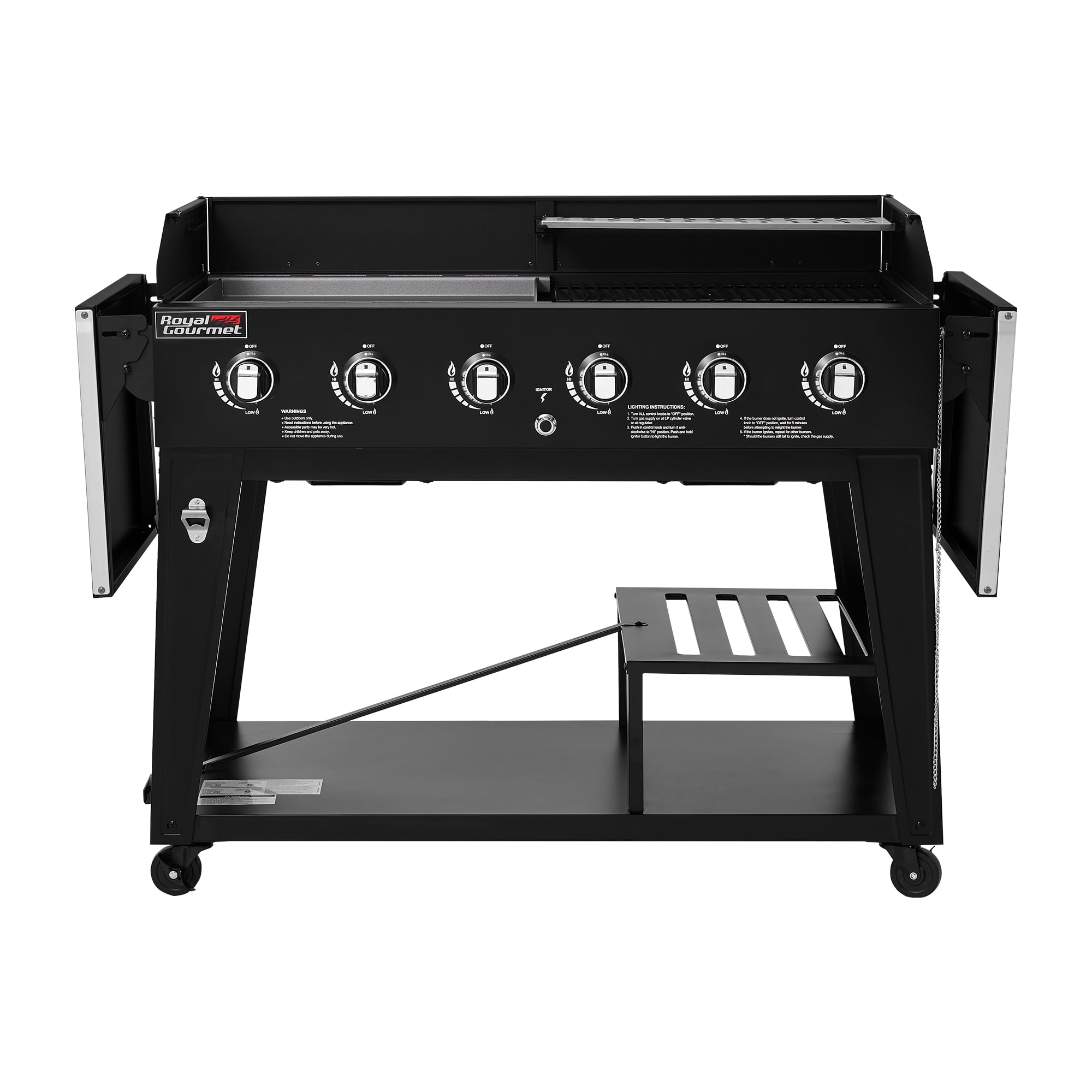 Royal Gourmet GD601B 6-Burner Gas Grill and Griddle Combo,2-in-1 Large Cooking Capacity Grill & Griddle for Back Yard, Garden, Family Party, BBQ, Black