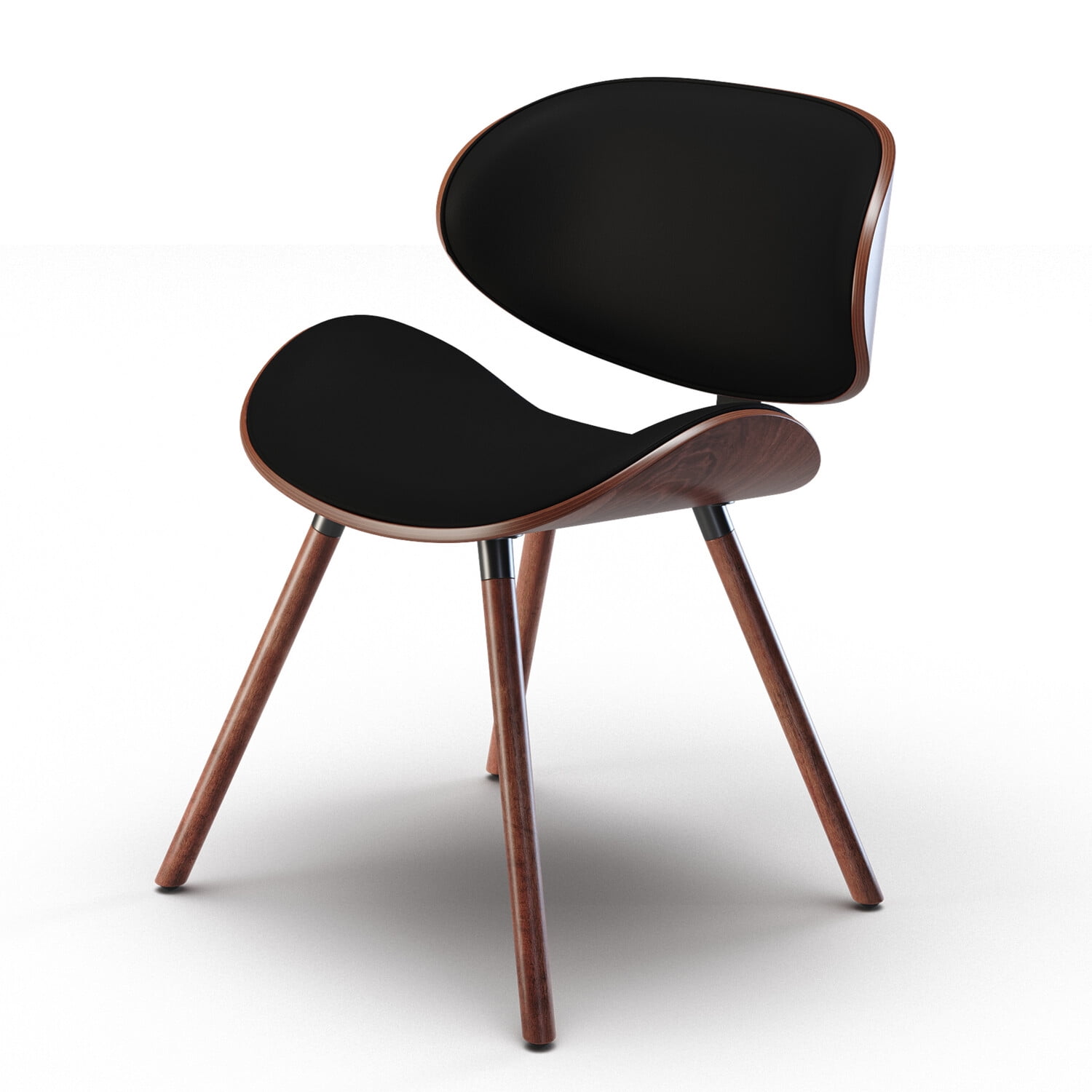 Simpli Home Marana Mid Century Modern Dining Chair in Black Faux ...