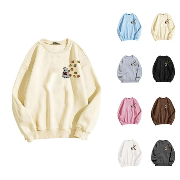 Ghost Reading Book Halloween Sweatshirts for Women Long Sleeve Crewneck Cute Ghost Graphic Sweatshirt Pullover Tops