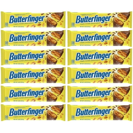 Butterfinger, Bulk, Chocolatey, Peanut-Buttery, Full Size Individually Wrapped Candy Bars, Valentine�s Day Gift, 1.9 oz Each (12 Count)