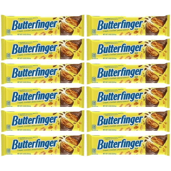 Butterfinger, Bulk, Chocolatey, Peanut-Buttery, Full Size Individually Wrapped Candy Bars, Valentine�s Day Gift, 1.9 oz Each (12 Count)