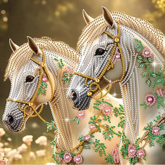 5D DIY Diamond Painting Kit Flower Horse with Unique Diamond Shapes Handcrafted Artwork Ideal for Beginners and Adults Perfect for Home Wall Decor and Holiday Gifts