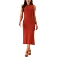 thumbnail image 2 of Vestido de suéter midi sin mangas de punto acanalado para mujer INSPIRE CHIC, elegante y casual con cuello simulado, 2 of 5