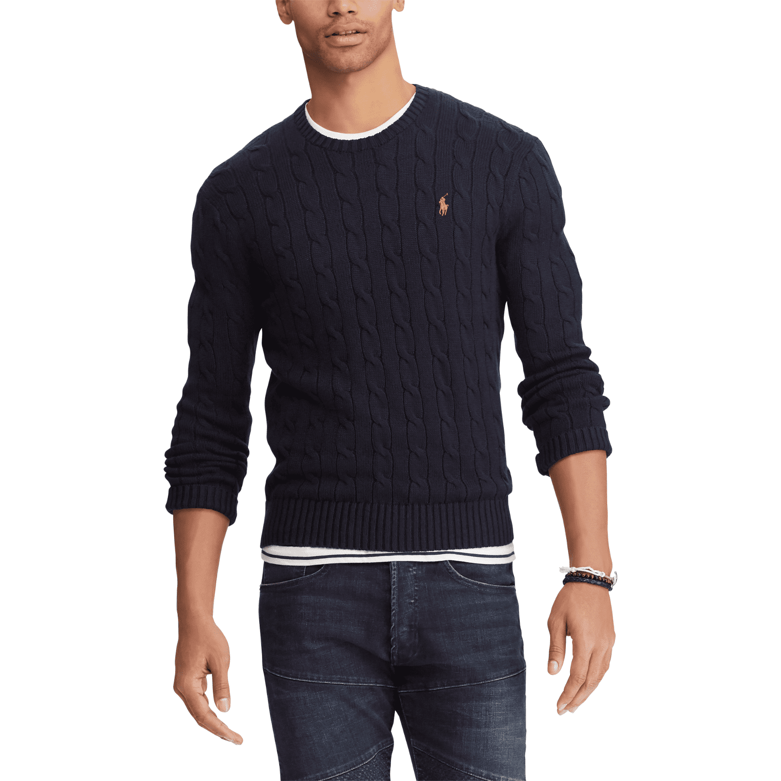 Polo Ralph Lauren Men's Big Tall Cable-Knit Cotton Sweater Navy 