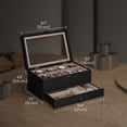 thumbnail image 1 of SONGMICS Caja de Relojes con 8 Ranuras, Estuche de Relojes de Madera de 2 Niveles con Tapa de Cristal, Negro Ébano, 1 of 5