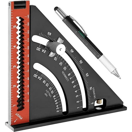 

6Inch Folding Triangle Square Ruler with Multi-Function Marking Pen Square Extendable Layout for Carpentry Construction