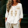 thumbnail image 4 of Short Sleeve Tops for Women Casual Round Neck Down 3/4 Lenght Summer Womens Tshirts White L, 4 of 9