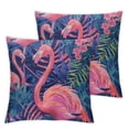 thumbnail image 2 of JRXY Pillowcase Tropical Plants Pink Flamingos Throw Pillow Covers Shells for Couch Office Bedroom Home Decoration  White, 2 of 6