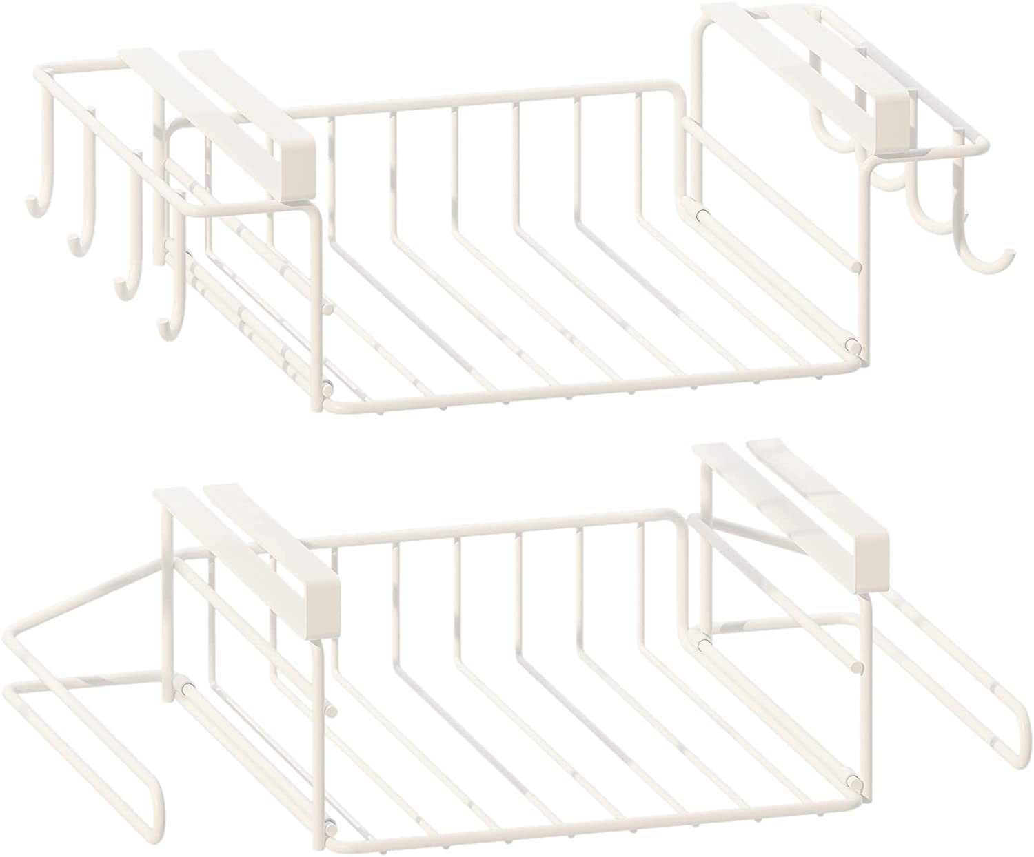 2 Pack White Wire Under Shelf Basket,Under Organizer Shelf,2