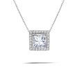 thumbnail image 1 of Collar con Colgante Deslizante de Halo de Moissanita JeenMata de 2 Quilates en Oro Blanco de 18 K sobre Plata, 1 of 5