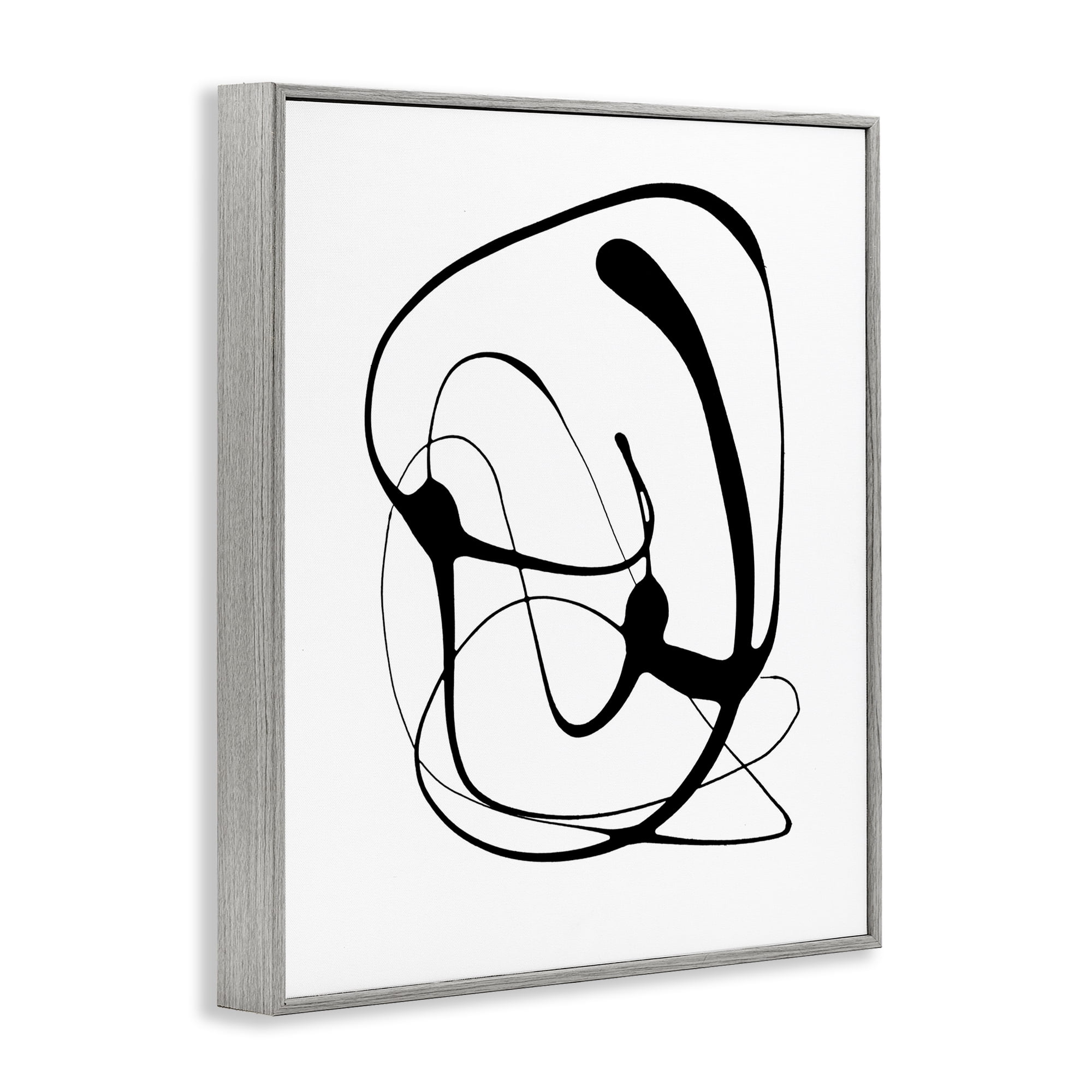 Stupell Industries Black Modern Swirl Abstract Painting Gray Framed Art Print Wall Art, 11 x 14