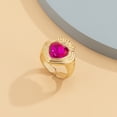 thumbnail image 4 of Womens Gold Alloy Glass Heart-Shaped Ring: Retro Simple Peach Heart Index Finger Ring for Women, 4 of 4