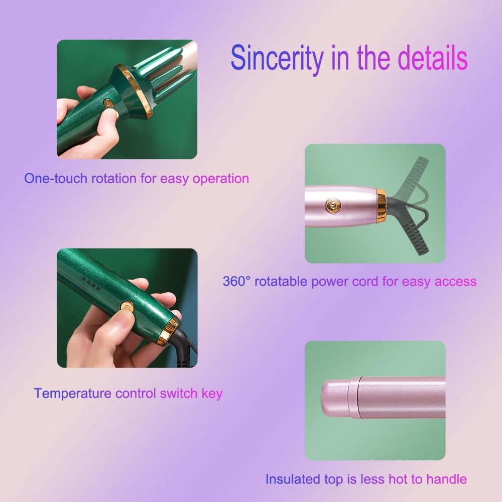 Hair curling iron,curling iron,curling iron,lazy wool curls,big waves,automatic negative ion perm artifacts,curling iron with big barrel,hair curler (Color:Pink)