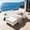 Cream+White, variant on Harper & Bright Designs Outdoor Recliner Chaise Lounge with Fluted Design, Patio Acacia Wood Lounge Chair with Cushion, All Weather Sun Lounge for Poolside Garden, Dark Gray+White