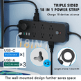 thumbnail image 5 of Surge Protector Power Strip with 14 Outlets 4 USB Ports(1 USB-C), 5ft Cord 1875W/15A, Wall Mountable for Home Office, 5 of 11