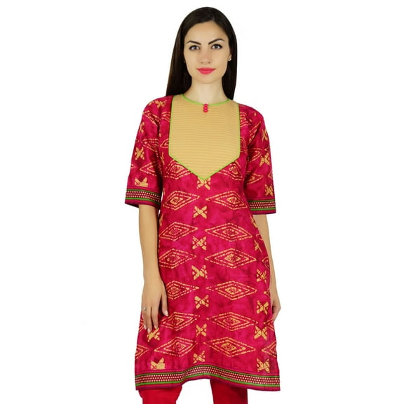Bimba Womens Magenta Short Cotton Kurta Regular Kurti Tunic Casual Everyday Clothing