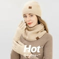 thumbnail image 4 of Winter Plush Knit Set HL8807 With Pink Hat - Beanie Neck Warmer Touchscreen Gloves Combo, Thick Warm Winter Gifts, For Outdoor Cold Weather Ski, 4 of 4