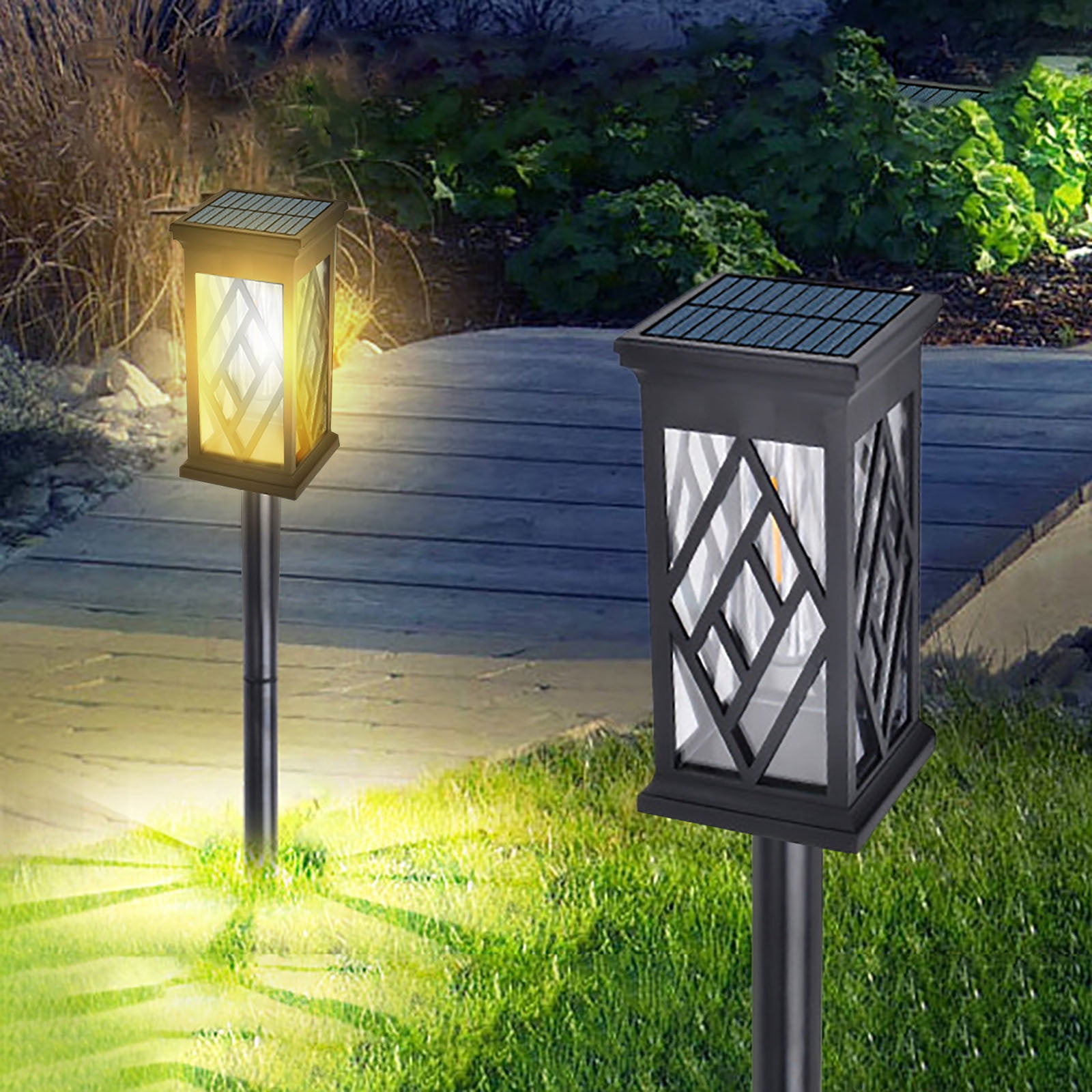 Outdoor Solar Lights,Solar Garden Lights,Waterproof Warm White LED Solar Landscapes Stake Lights Garden Decor for Yard Patio Driveway Walkway Path Lighting