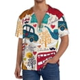 thumbnail image 7 of Lsque London Symbols print Men's Cuban Collar Short Sleeve Shirt Summer Beachwear Casual Button Down Fashionable Vacation Leisure Shirt-3X-Large, 7 of 7