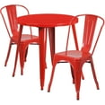 thumbnail image 2 of Emma + Oliver Commercial Grade 30" Round Red Metal Indoor-Outdoor Table Set with 2 Cafe Chairs, 2 of 5