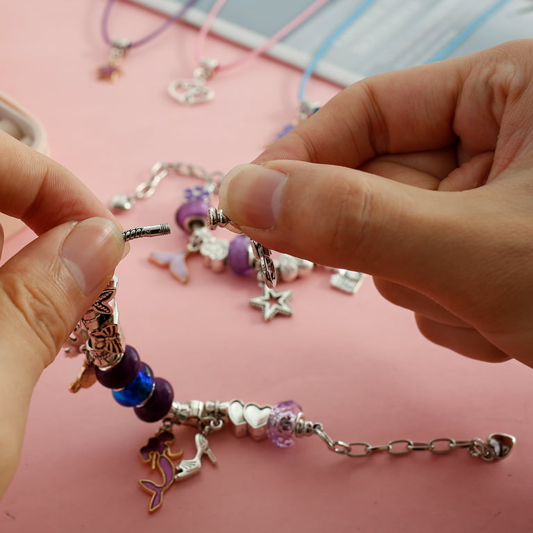 Evjurcn 66Pcs Bangle Bracelet Making Kit DIY Jewelry Making Kit Charm  Bracelet Making Kit Including Beads Pendants Ropes Bracelets Art Craft Gift  for Girl Teen Women Adult Valentines Day 