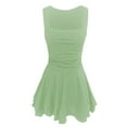 thumbnail image 6 of Huowey Women Tennis Dress Sleeveless Wide Strap Popular Square Neck High Waist Ruched A-Line Ruffle Tiered Flowy Athletic Sport Workout Yoga Mini Dresses,Green,M, 6 of 8