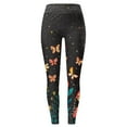 thumbnail image 4 of Bibifish Women's Graphic Yoga Pants Glitter Star & Butterfly Print Elastic Waist Yoga Pants Lightweight Tummy Control Walking Running Leggings, 4 of 5