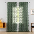 thumbnail image 4 of Juego de cortinas YJ YANJUN de encaje verde oliva, 213 cm de largo, 2 paneles, 4 of 7