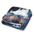 thumbnail image 3 of Alaskan Moose with Aurora Borealis Snow Super Soft Blanket Flannel Throw Blanket Flannel Microfiber Blankets for Couch Bed Sofa Fluffy and Warm 50"x60", 3 of 9