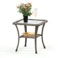 thumbnail image 5 of Meetleisure Rattan Wicker Coffee Table Glass Top Steel Frame Patio Table, 5 of 5
