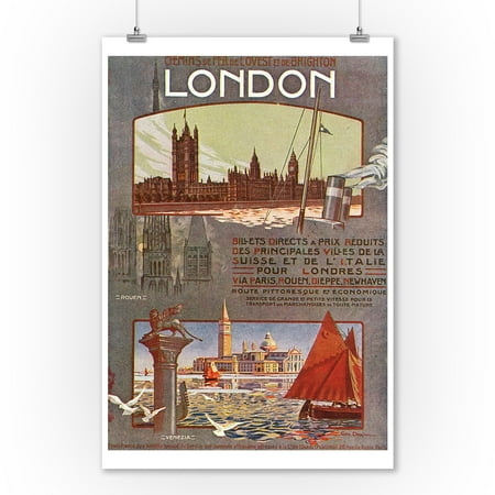 London, England - Trips to London from Rouen, Dieppe, Newhaven; Ouest and Brighton Railways (9x12 Art Print, Wall Decor Travel (Best Day Trips From London England)