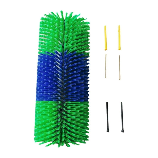 Cepillo rascador para ganado, cepillo para caballos resistente con 4 tornillos, rascador para ganado, rascador para animales para valla, jardín, verde y azul