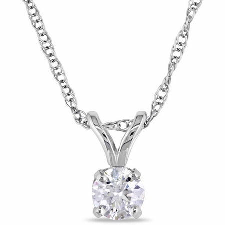 Miabella 1/5 Carat T.W. Certified Diamond 14kt White Gold Solitaire Pendant, 17