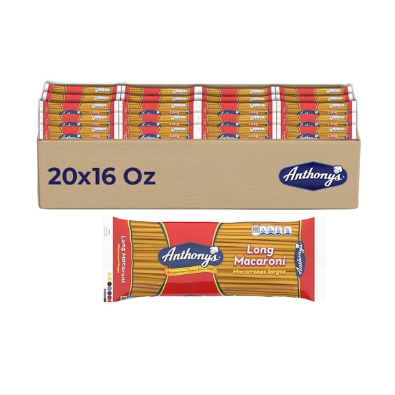 Anthony’s Perciatelli Pasta, 20-Pack (16 oz Each), Authentic Italian-Style Thick Hollow Spaghetti for Hearty Sauces & Classic Dishes