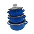 thumbnail image 3 of WeiLaiKeQi 3 Pieces Enamel Cooking Pots Stew Bean Simmer Pot Kitchen Household Cookware dark blue, 3 of 9