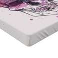thumbnail image 2 of Ambesonne Skull Fitted Sheet, Skull Dragonfly Grunge, Full Size, Purple Pink Black, 2 of 3