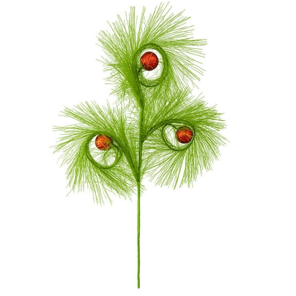 CuiLiyq Christmas Tree Topper 17" Lime Green Curly Tree Picks with Red Ball, Xmas Artificial Green Stalk, for Christmas Home Wreath Craft Decoration Supplies