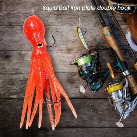 NIBOLOG 21g/11cm Reusable Squid Bait Attractive Far Throwing Distance Convenient Carrying Double Hooks Artificial Bait Outdoor Fishing