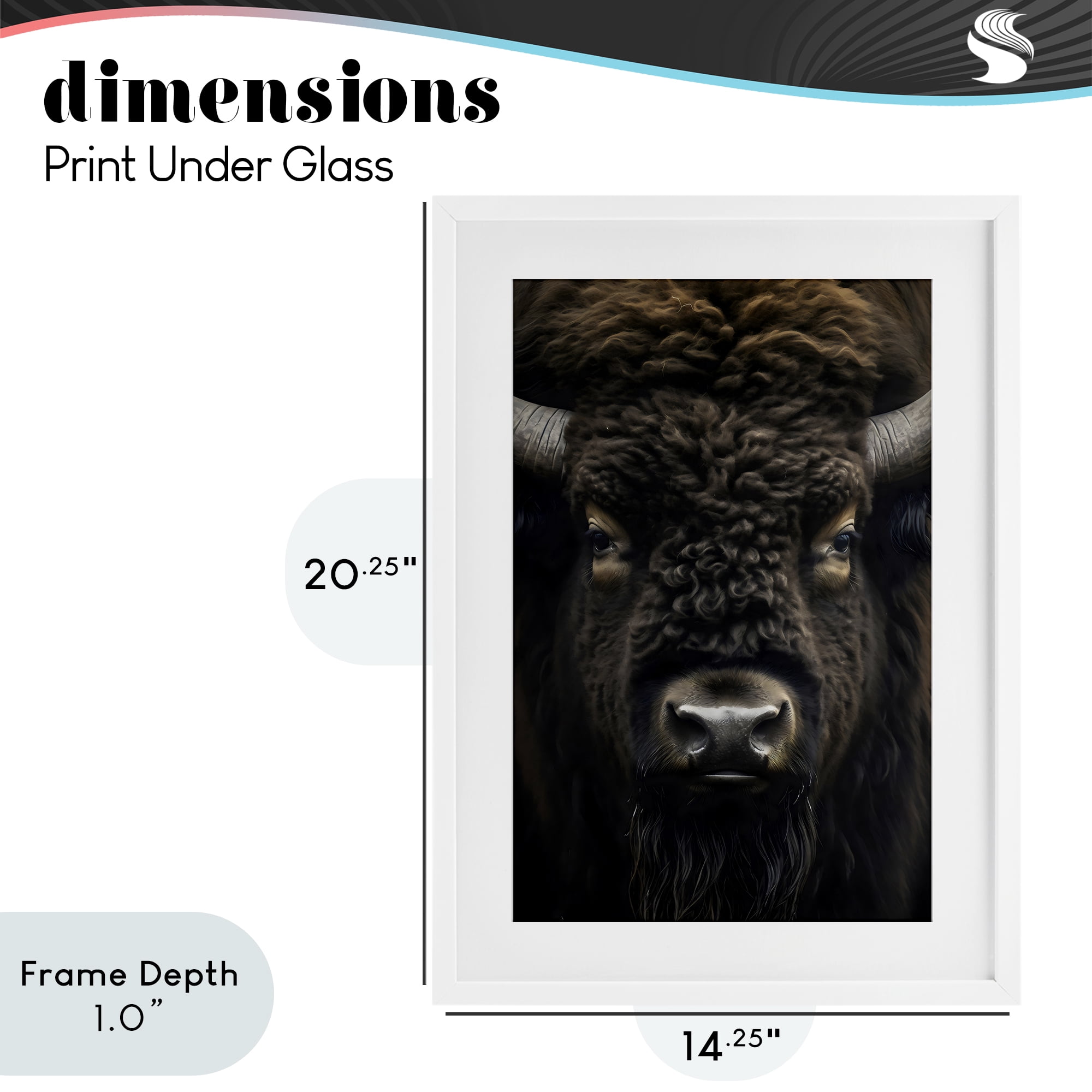 Stupell Industries Bison Portrait Close Up White Framed Print Under Glass, design by Creative Studio