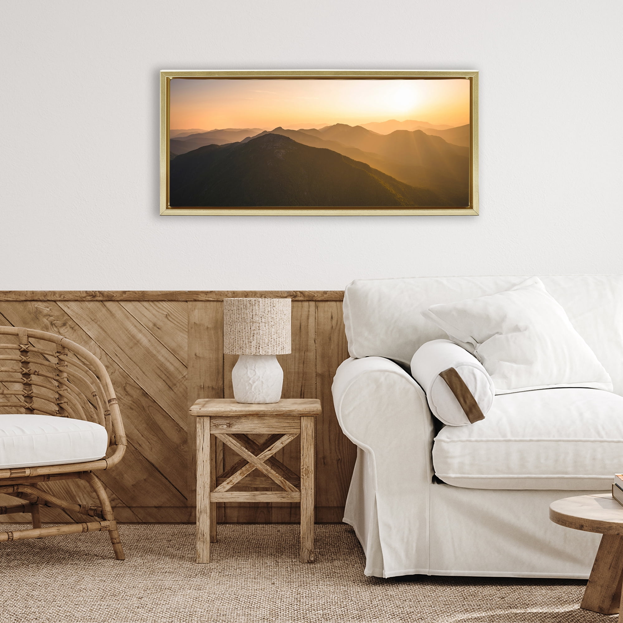 Stupell Industries Sunrise Over The Adirondacks Gold Framed Floater Canvas Wall Art, design by Jonathan Zaharek