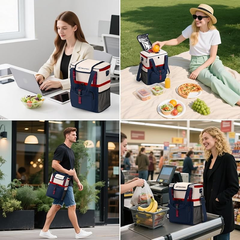 Maelstrom Lunch Box for Women, 20L Insulated Lunch Bag Men, Leakproof Double Deck Cooler Bag, Soft Lunch Cooler with Quick Access Flip-Top Lid for Work, Beach,Travel, Camping