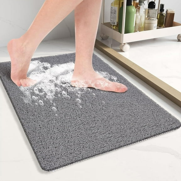 Shower Mat Non Slip, 24 x 16 Inch Bath Mat for Tub , Soft Loofah Bathtub Mat Non Slip, Shower Mats for Inside Shower,Quick Drying Bathroom Shower Mat, Dark Grey