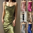 thumbnail image 2 of Women's Spring New Strap Women's Dress, European and American High end Sexy Spicy Girl, Low cut Satin Split Back (GRAY,S), 2 of 8